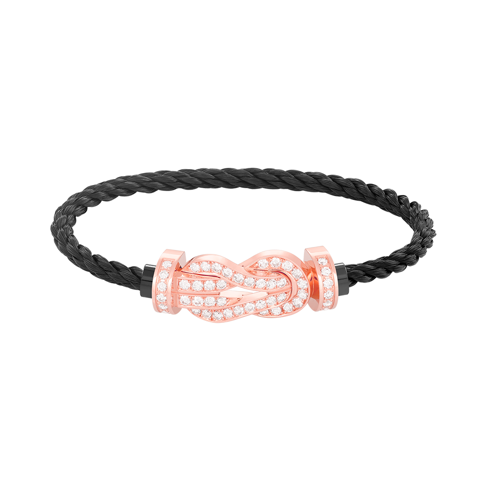 FRED CHANCE LARGE 8 FIGURE BUCKLE FULL DIAMOND BRACELET ROSE GOLD
