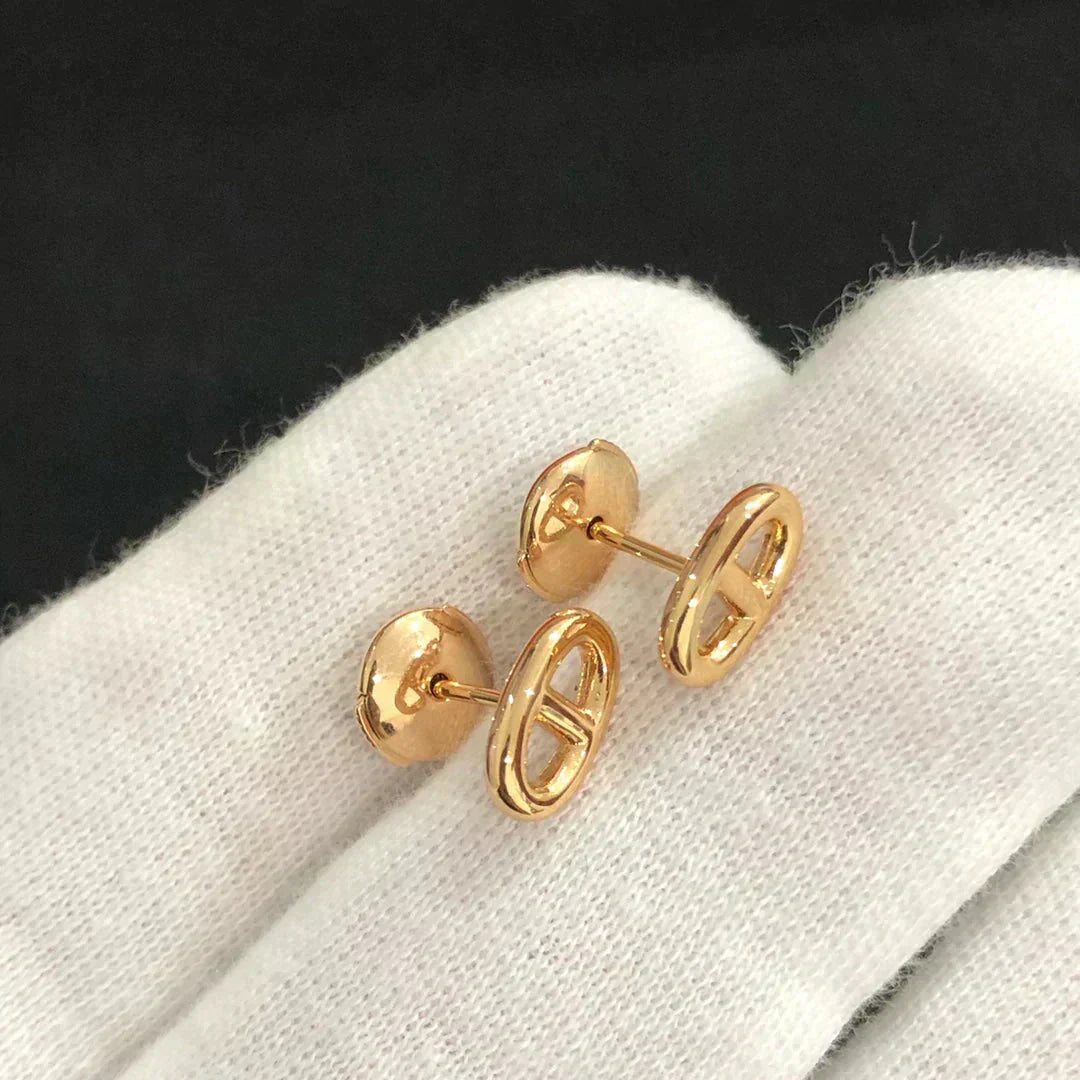 HERMES CHAINE SMALL EARRINGS GOLD AND SILVER