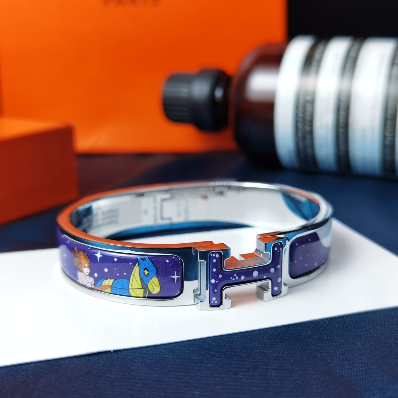 HERMES H STAR AND MOON BRACELET 12MM