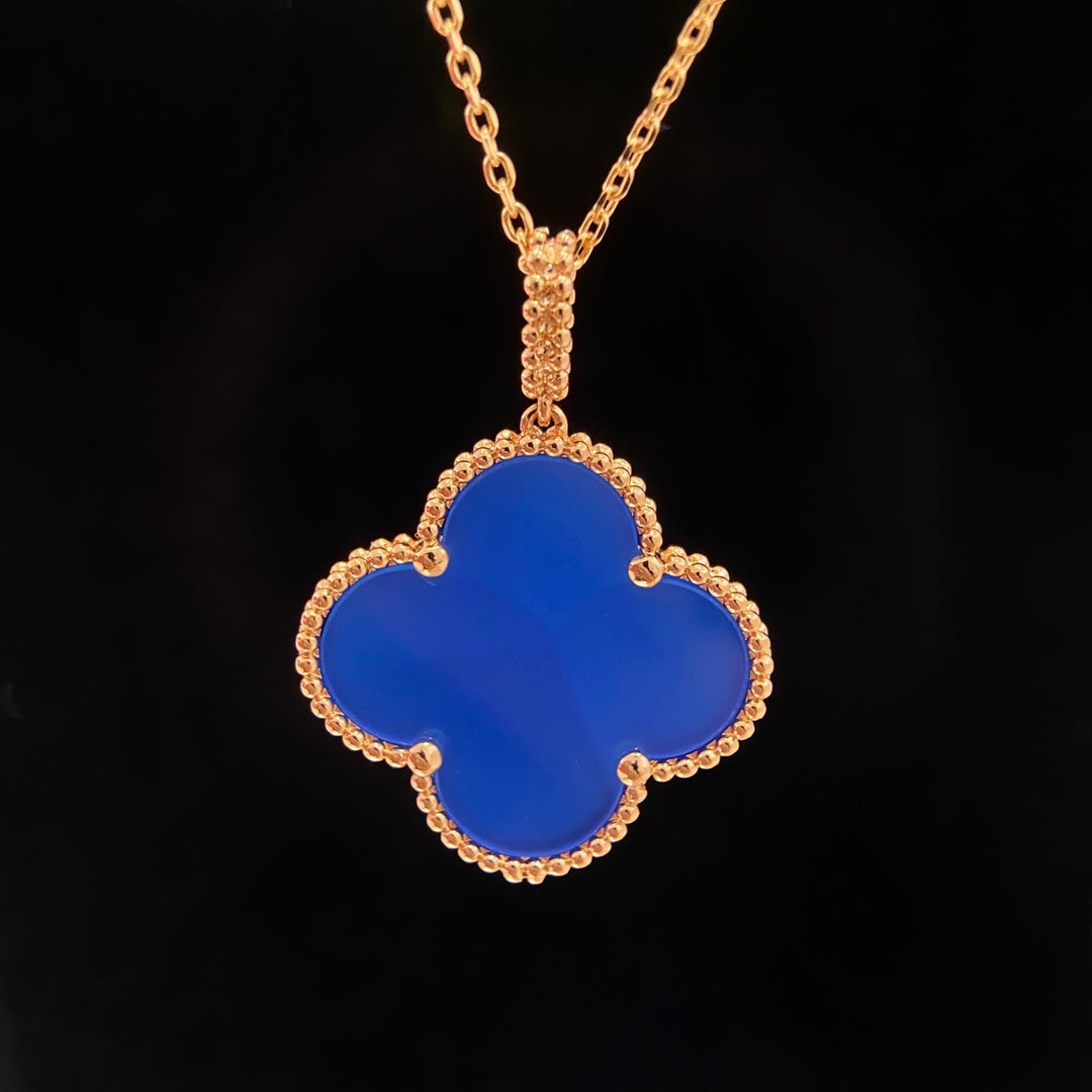 VCA CLOVER 25MM NECKLACE TURQUOISE ROSE GOLD