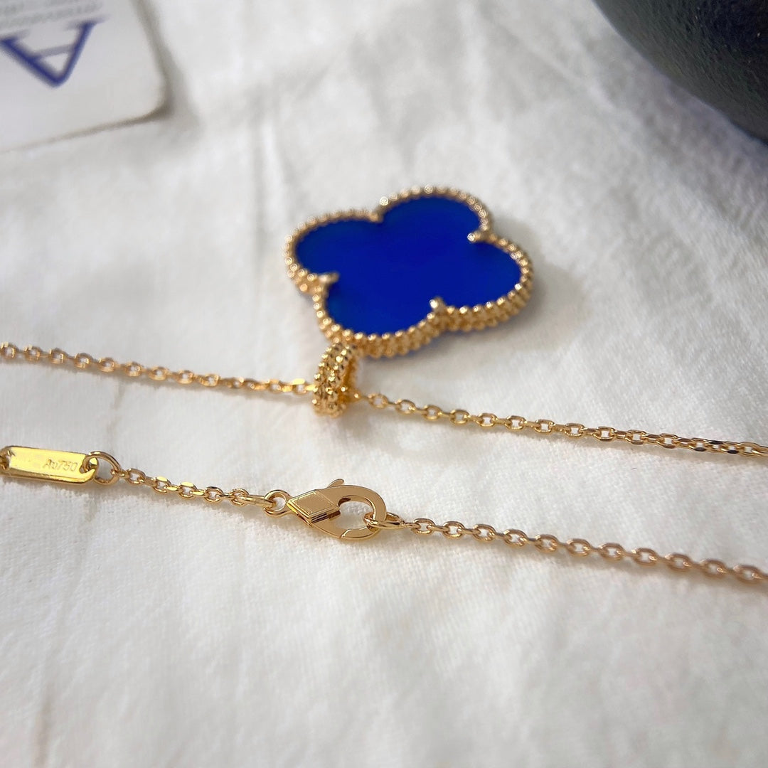 VCA CLOVER 25MM NECKLACE TURQUOISE ROSE GOLD