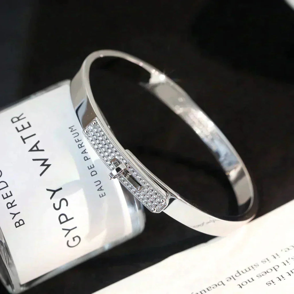 HERMES KELLY SILVER DIAMOND BRACELET