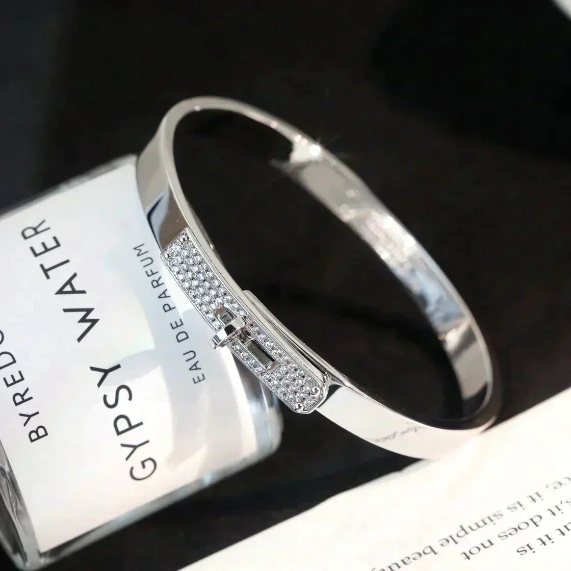 HERMES KELLY SILVER DIAMOND BRACELET