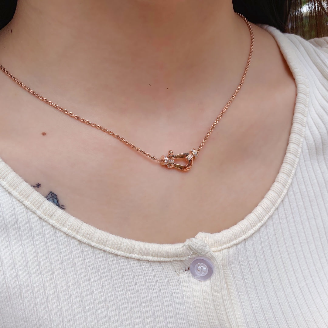 FRED FORCE 10 PINK GOLD DIAMOND NECKLACE