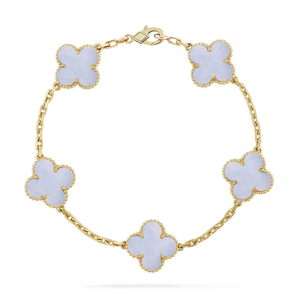 VCA CLOVER 5 MOTIF PURPLE CHALCEDONY BRACELET COLLECTION