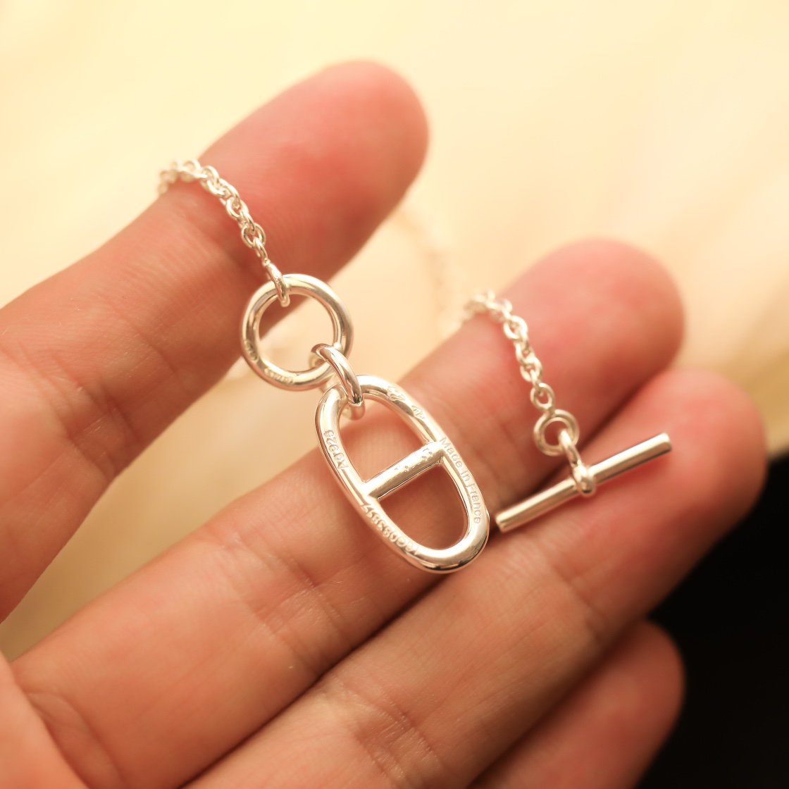 HERMES HM CHAINE D'ANCRE PENDANT NECKLACE STERLING SILVER