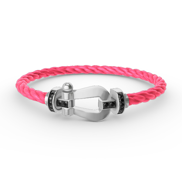 FRED FORCE LARGE HORSESHOE BLACK DIAMOND BRACELET SILVER