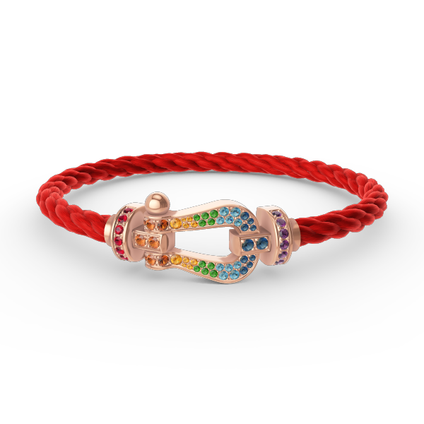 FRED FORCE LARGE HORSESHOE COLORED DIAMOND BRACELET ROSE GOLD