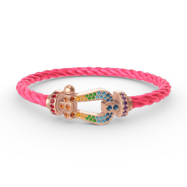 FRED FORCE LARGE HORSESHOE COLORED DIAMOND BRACELET ROSE GOLD
