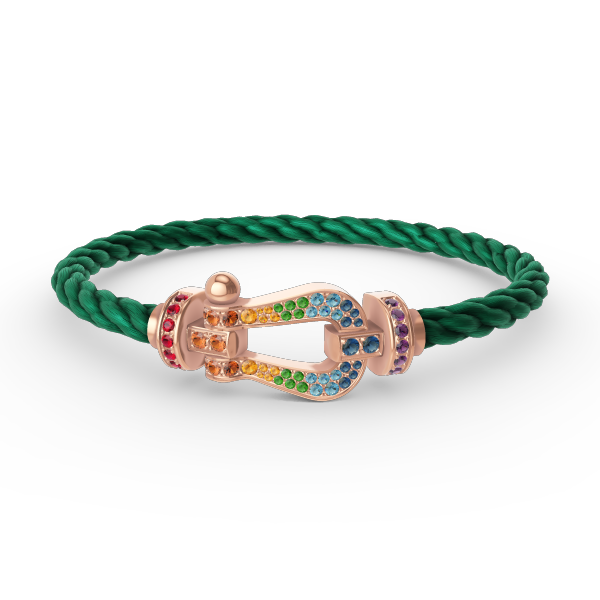FRED FORCE LARGE HORSESHOE COLORED DIAMOND BRACELET ROSE GOLD